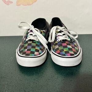 Vans Iridescent Rainbow Metallic Shimmer Checkered Skate Shoe 6.5 Woman